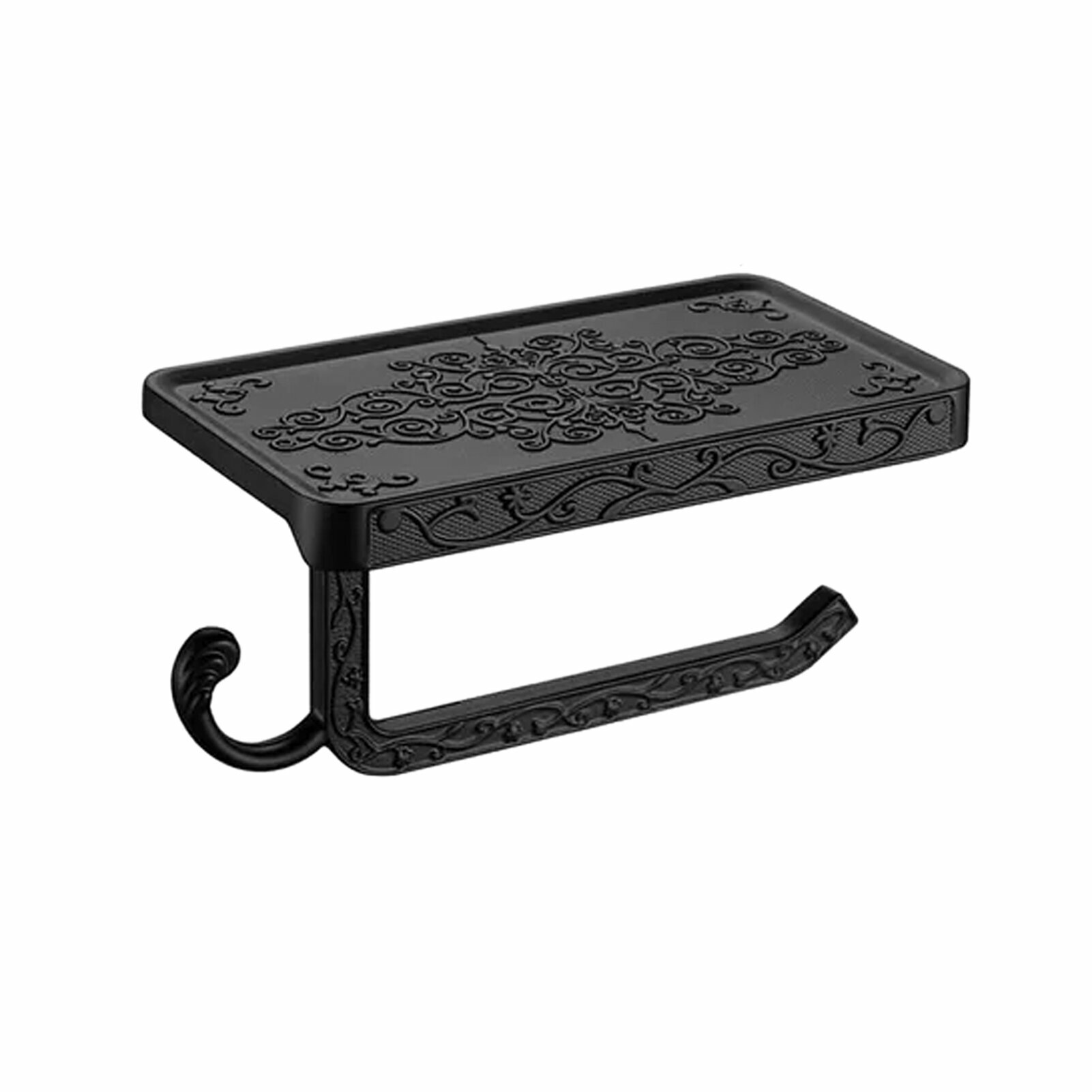 Черный держатель для рулонов туалетной бумаги с полкой для телефона из алюминия винтажный аксессуар для ванной комнаты