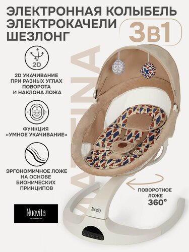 Изображение товара Электрокачели детские, с системой умного укачивания. Nuovita Mattina (Beige/Бежевый)