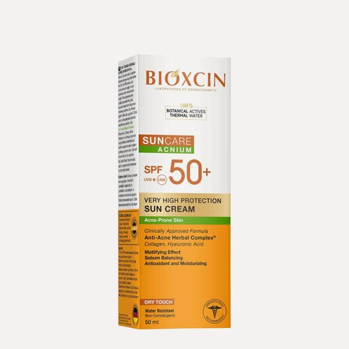 Изображение товара Солнцезащитный крем для лица Bioxcinc SPF 50+, против акне, для всех типов, в тюбике