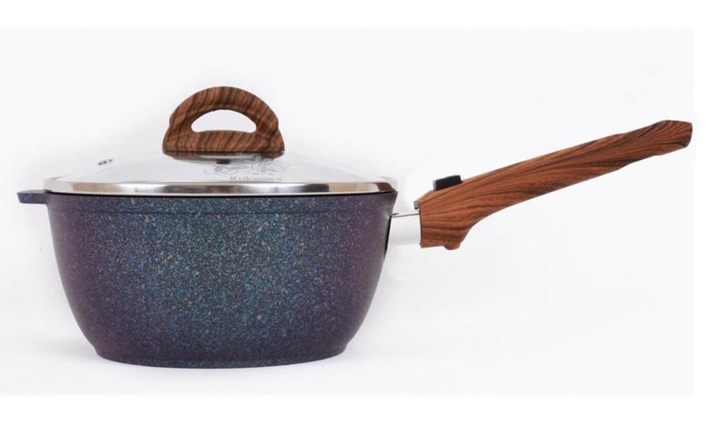 Ковш Kukmara 2,2л со съемной ручкой, стеклянной крышкой Granit Ultra кгг0225а
