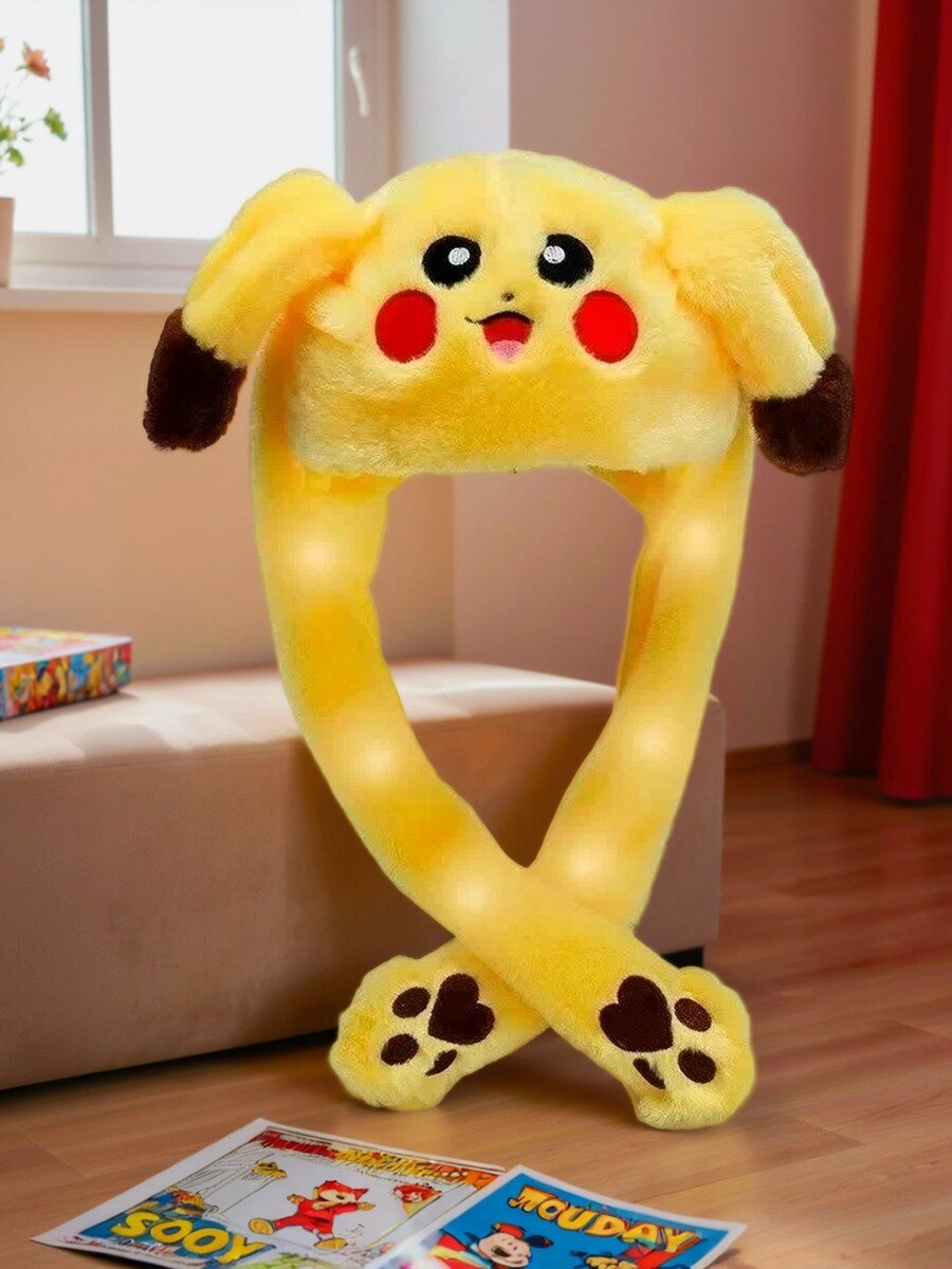 Шапка-бини пикачу для взрослых и детей, размер 35/40, желтый