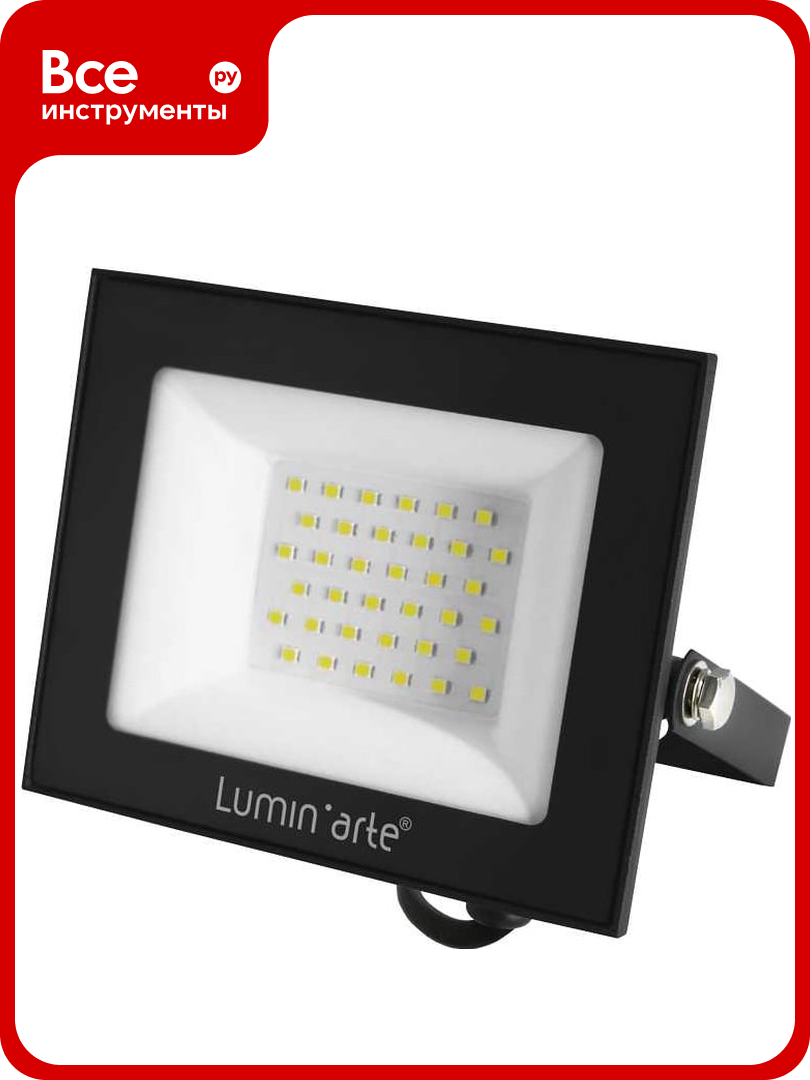 Светодиодный прожектор Lumin arte 50Вт  5700К Холодный свет  IP65  4000Лм  черный LFL 50W 06