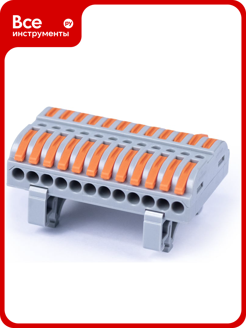 Клемма соединительная универсальная проходная Cabeus 12 полюсов с рычагом на DIN-рейку MX223-12D