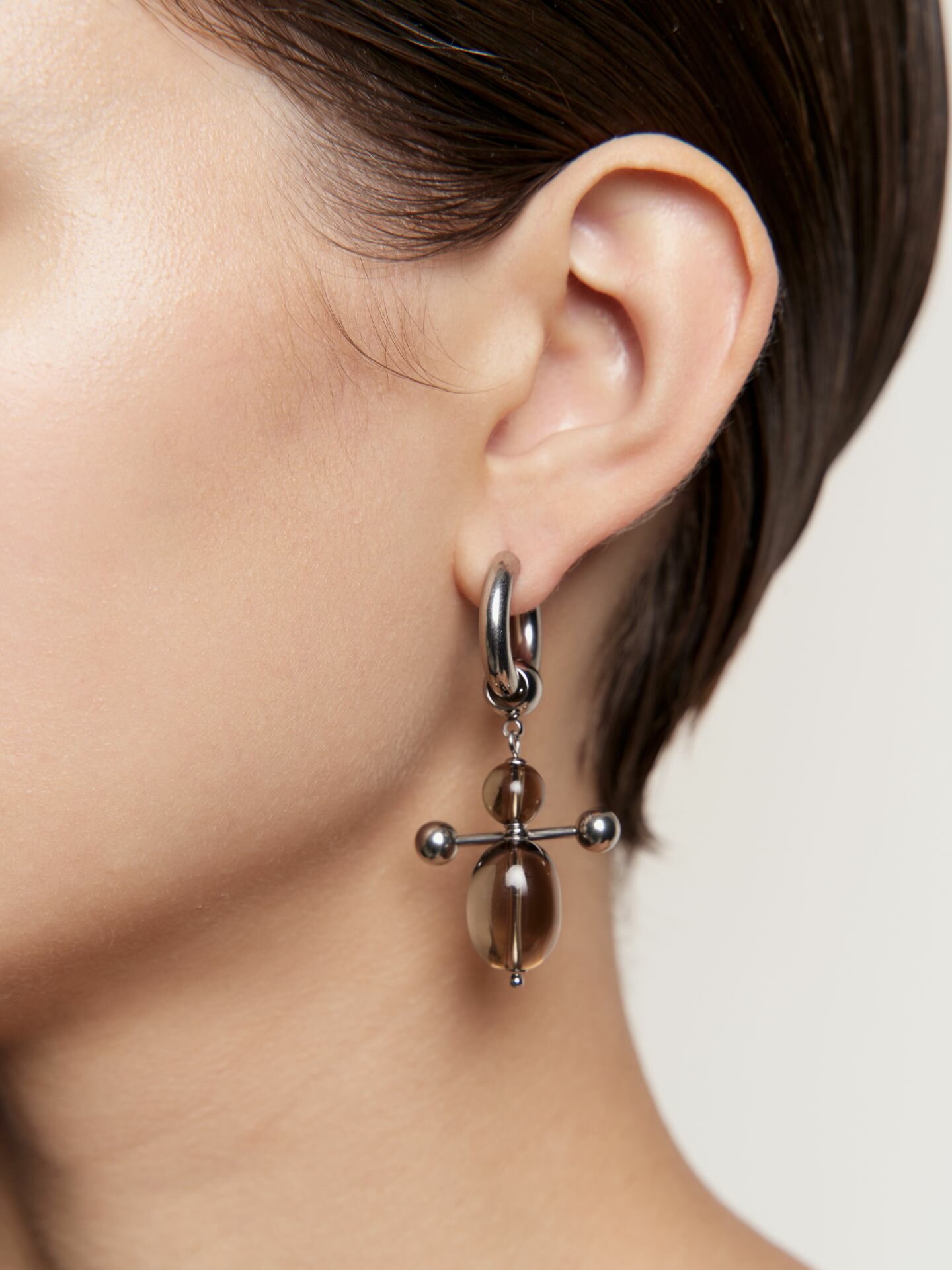 Серьги RESURS, размер 20 мм, коричневый, серебряный — фото 1