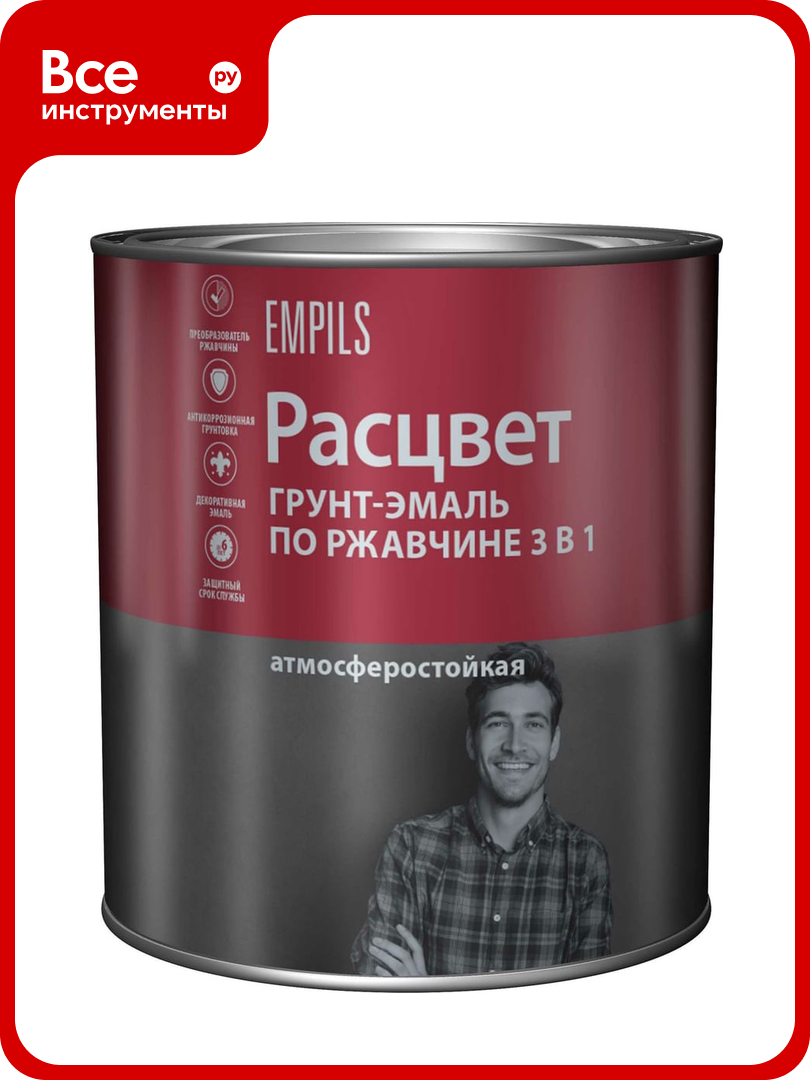 Грунт-эмаль по ржавчине Расцвет алкидная зеленая 1.9 кг 65193