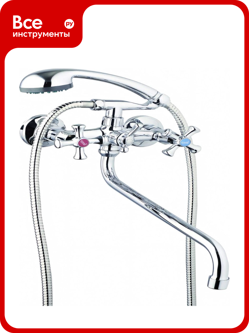 Смеситель для ванны G-lauf с круглым длинным поворотным изливом 360° с душевой лейкой хром QFR7-A827