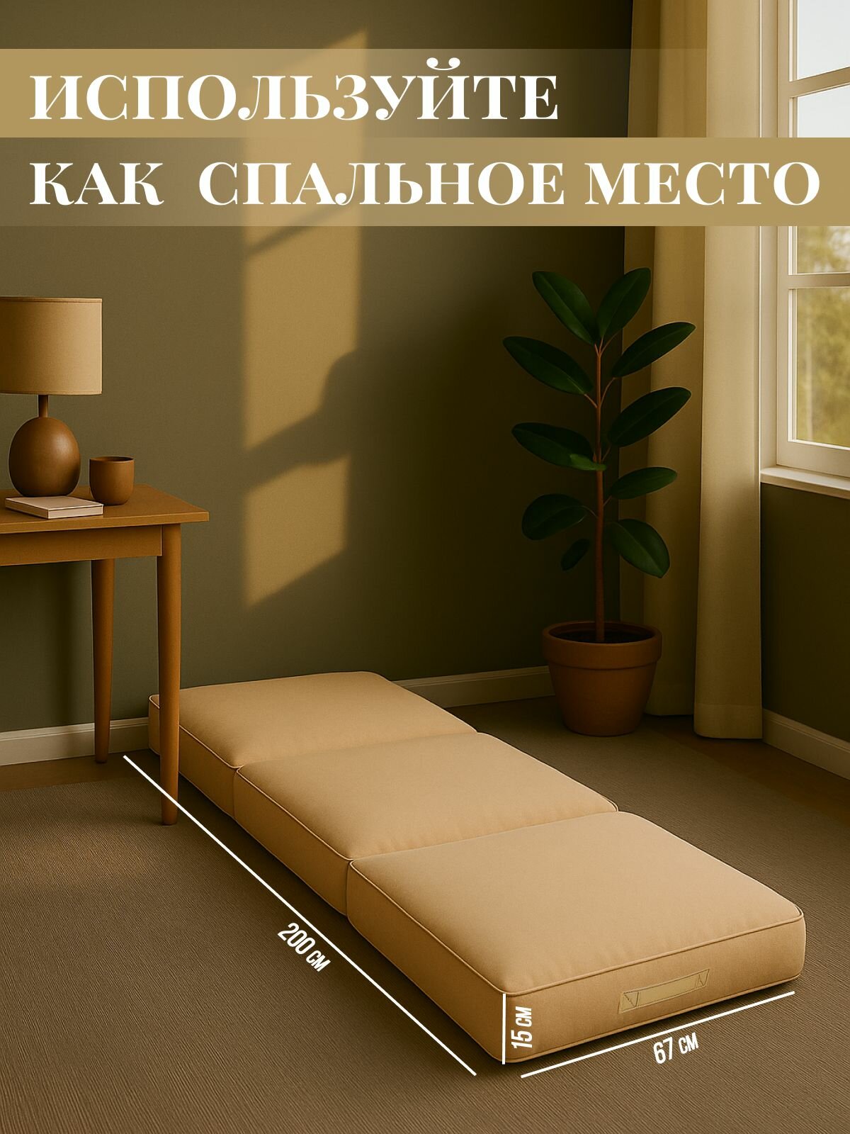 Картинки АураШарма Кресло-пуф-кровать 200x67, Трансформер 3в1, без каркаса, съемный чехол.