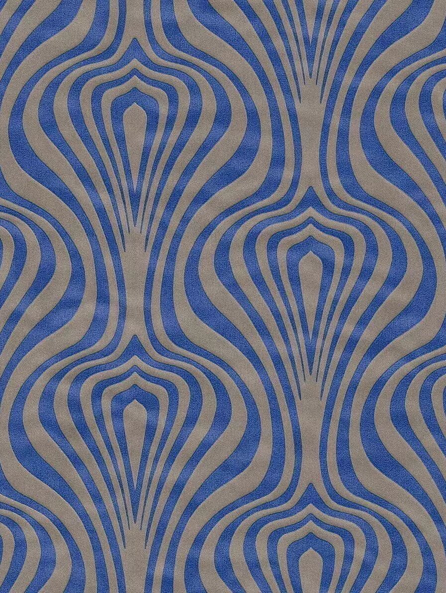 Обои 546019 En Suite Rasch - немецкие флизелиновые синие с геометрией арт-деко длина 10.00м ширина 0.53м.