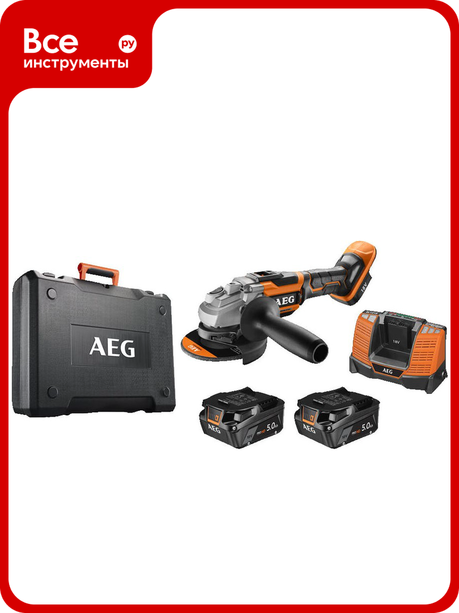 Бесщеточная угловая шлифмашина AEG BEWS18-125BLLI-502C 4935464417