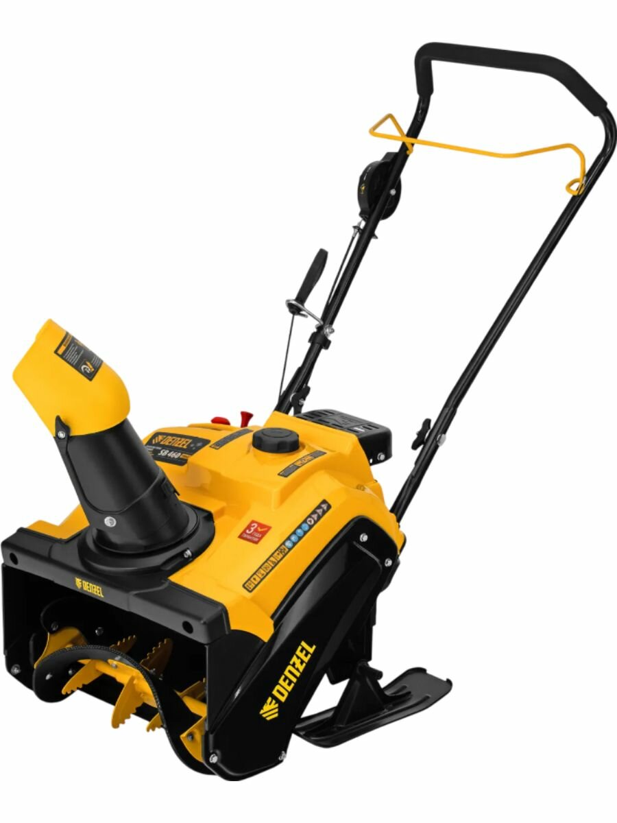 Снегоуборщик бензиновый Denzel SB 460 Sled 99 cc лыжи ручной старт желтый/черный