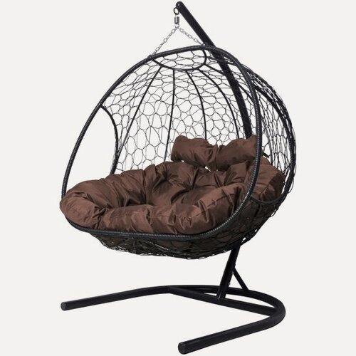 Изображение товара Подвесное кресло M-group добрыня с ротангом чёрное, коричневая подушка