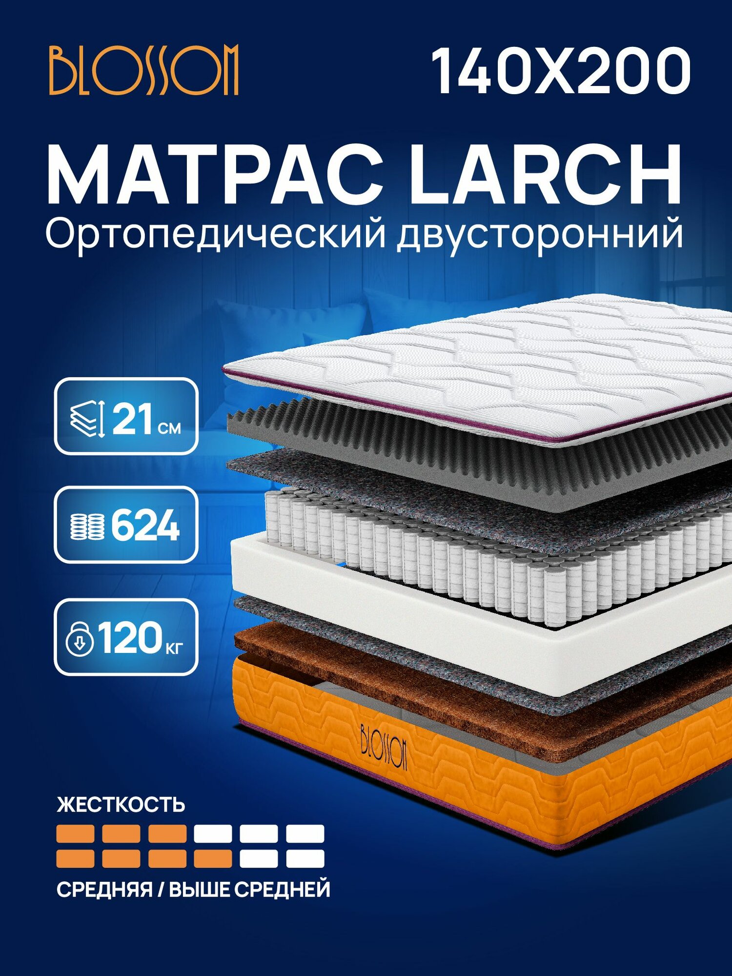Матрас Blossom Larch  Независимые пружины  140х200 см