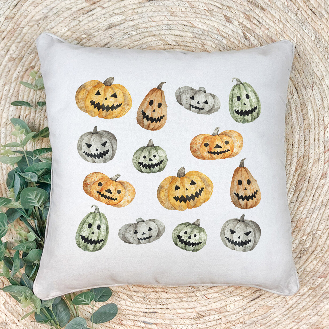 Наволочка для декоративной подушки Gerasim "Тыквы", 41х41 см, эко-ткань хлопок/полиэфир, Хэллоуин, Halloween