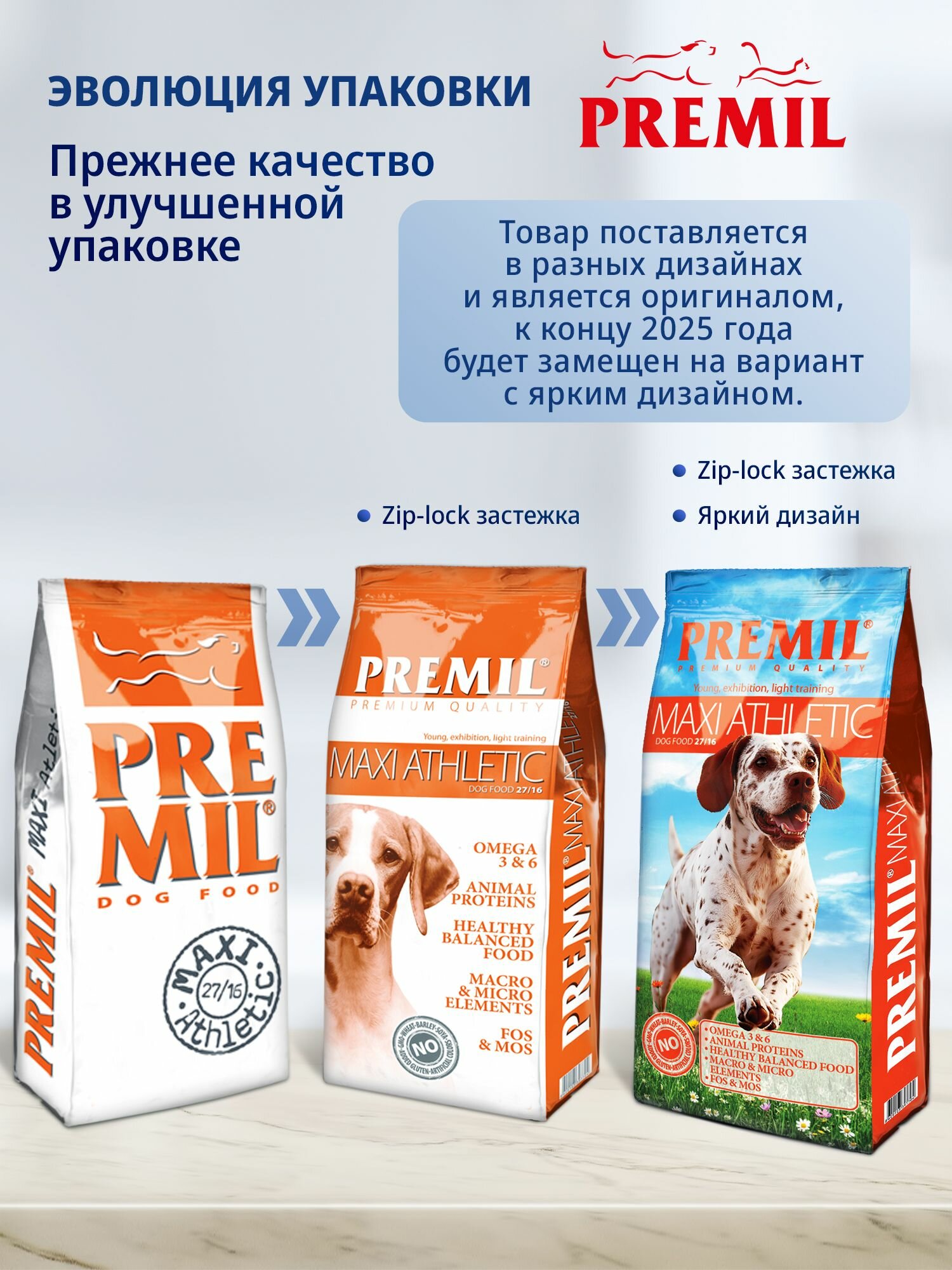 Сухой корм для собак Premil Maxi Athletic для молодых собак 3 кг — фото 1