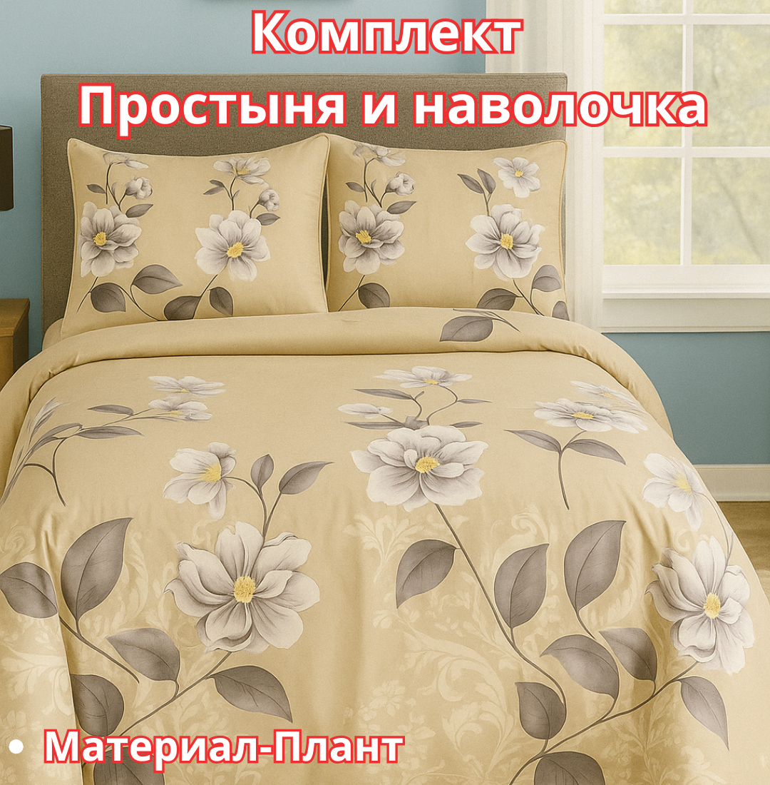 Постельное белья "Простыня и наволочка" размер евро стандарт
