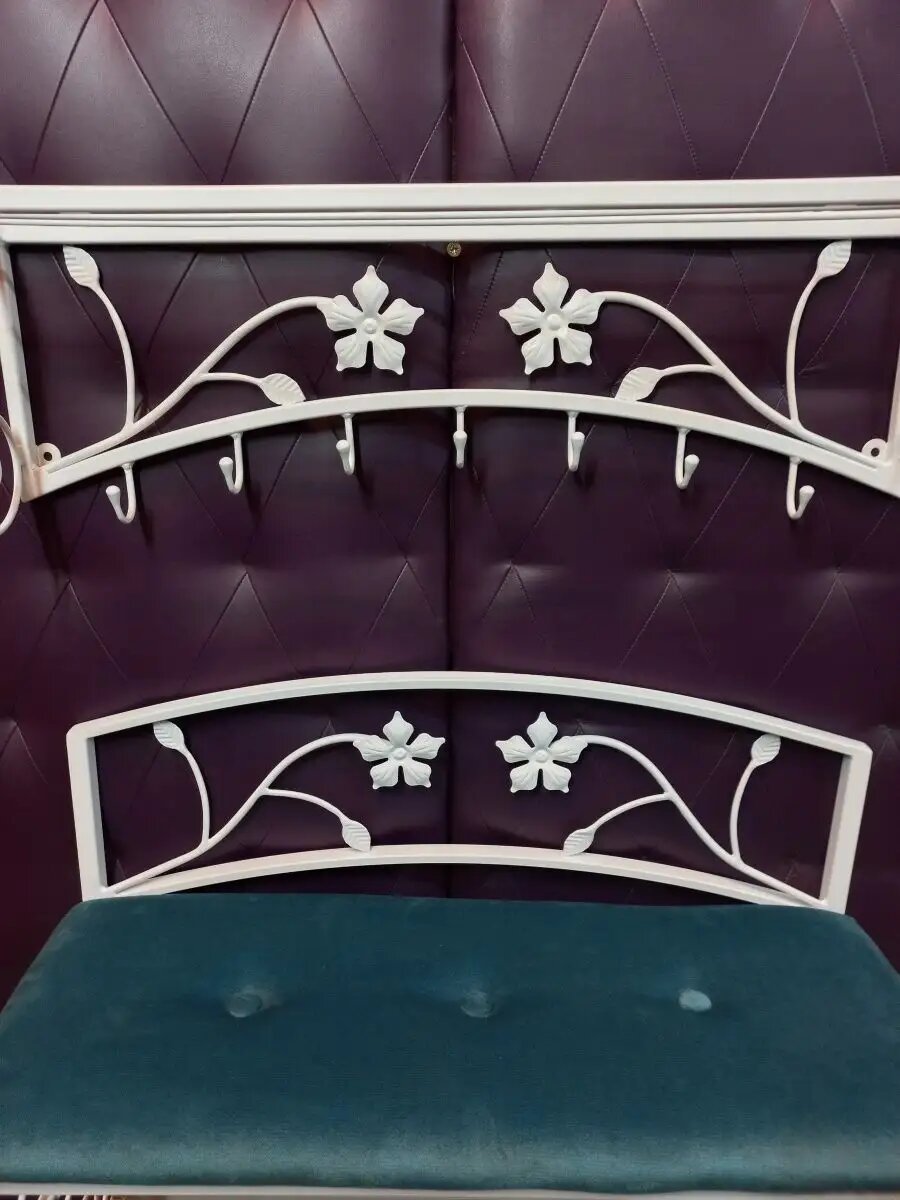 Кованая прихожая, вешалка + банкетка, Студия кованой мебели Нива, цвет синий — фото 1