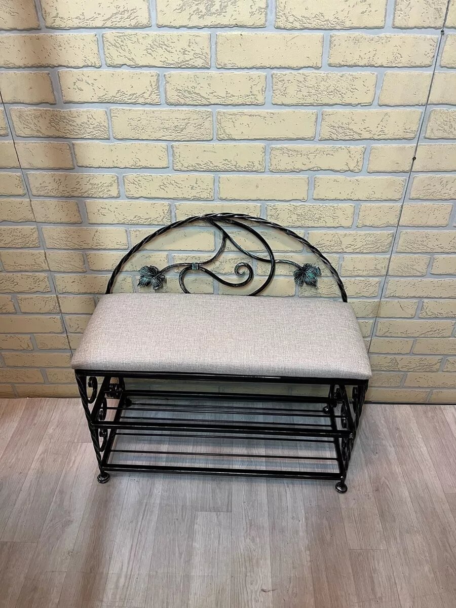 Кованая банкетка №18, Студия кованой мебели Нива, цвет светло-серый — фото 1