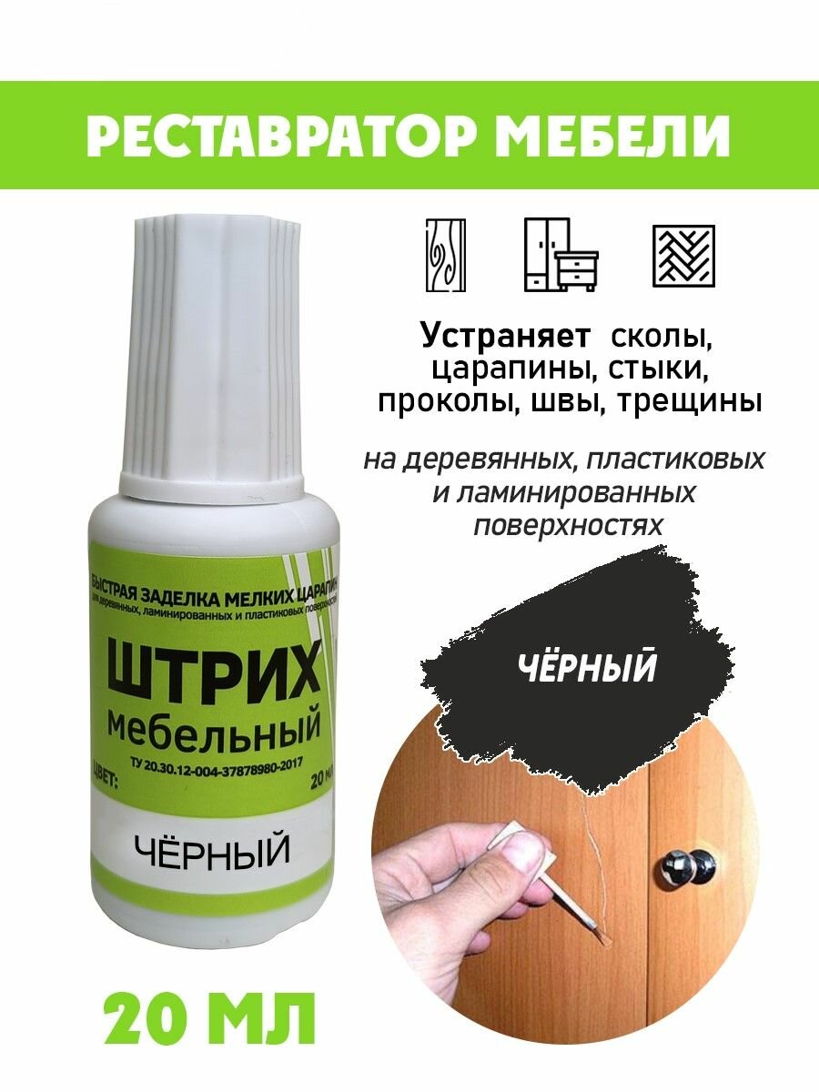 Мебельный штрих без блистера для реставрации мебели цвет Черный