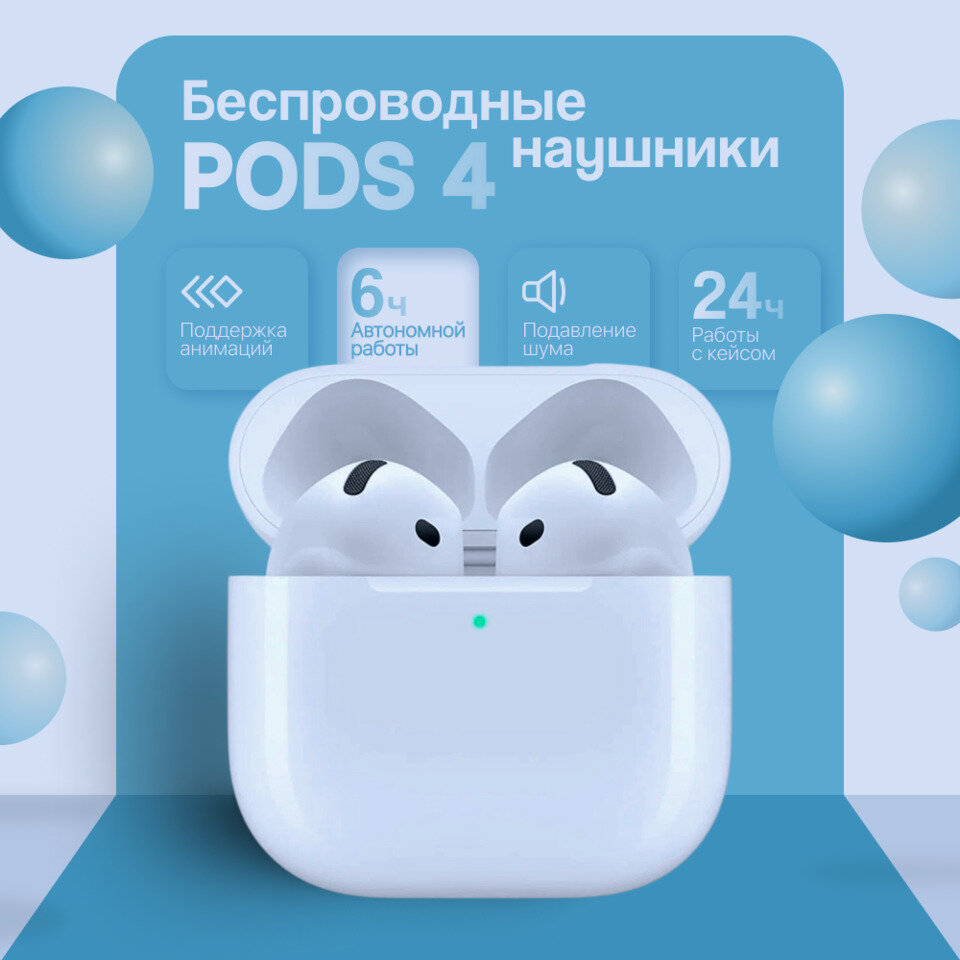 Air Pods 4 Беспроводные наушники с активным шумоподавлением. Premium+