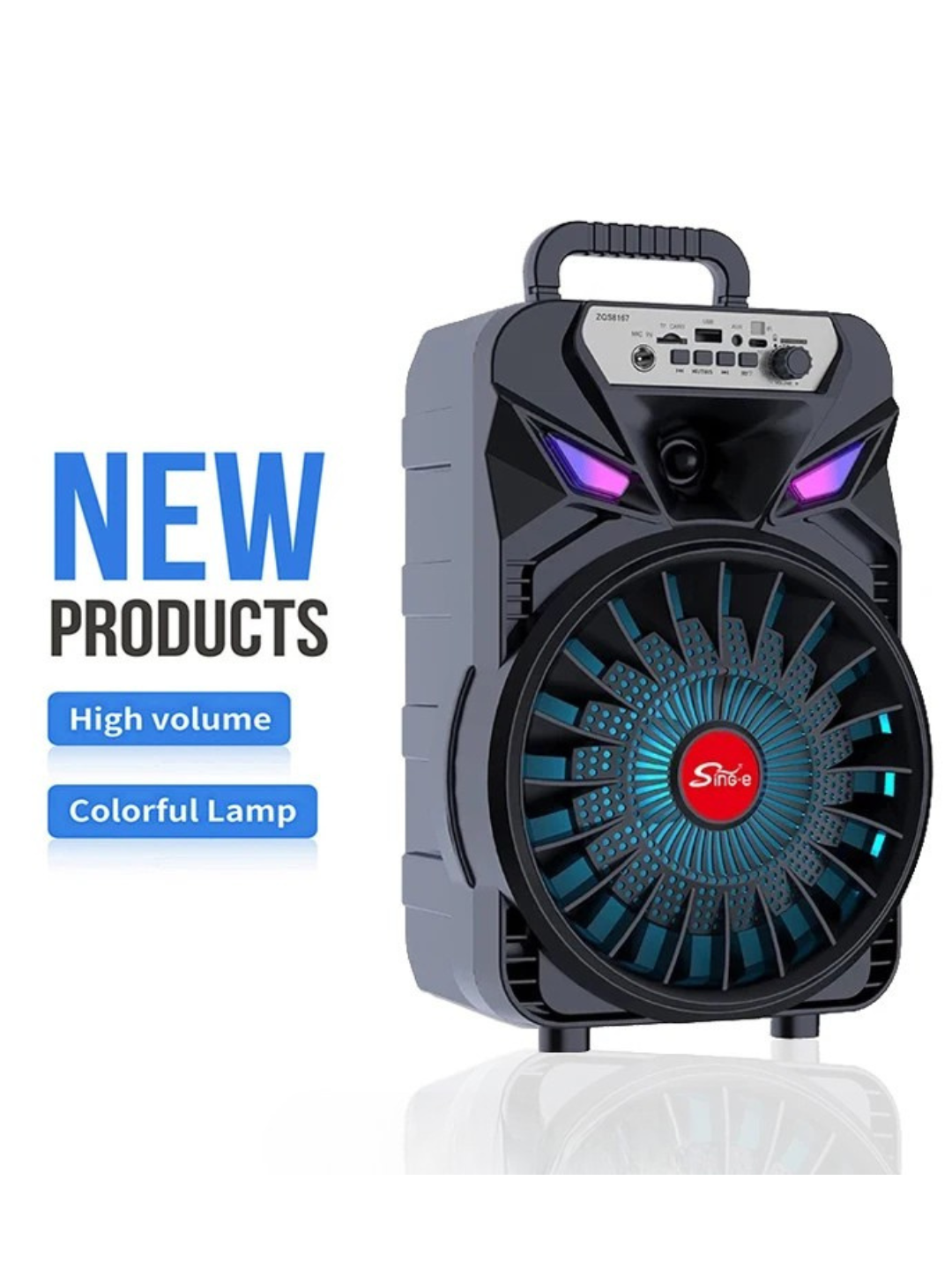 Портативная Bluetooth колонка, с микрофонaм, для караоке, RGB — фото 1