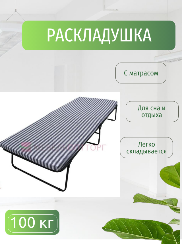 Кровать-тумба раскладушка для взрослых с матрасом 