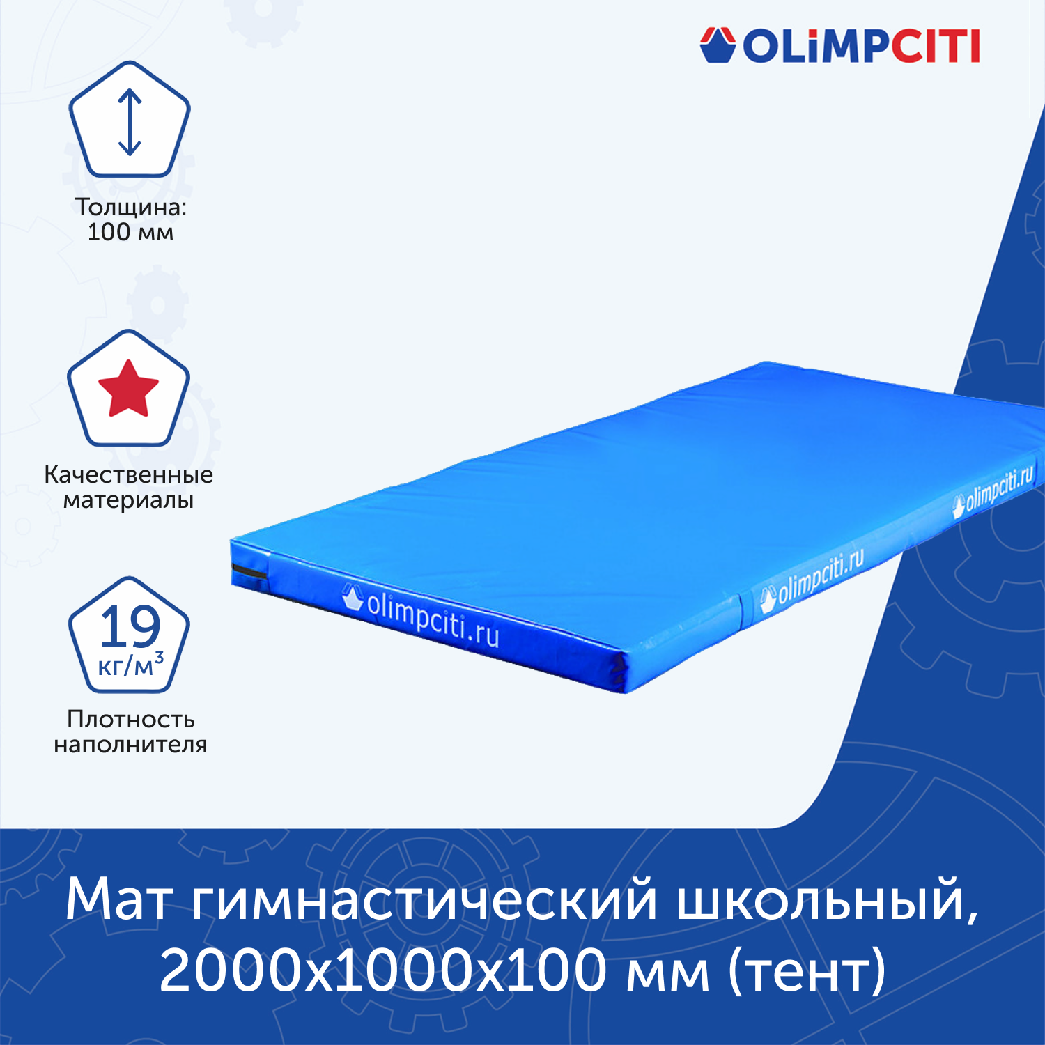 Мат гимнастический школьный 2000x1000x100 мм (тент)
