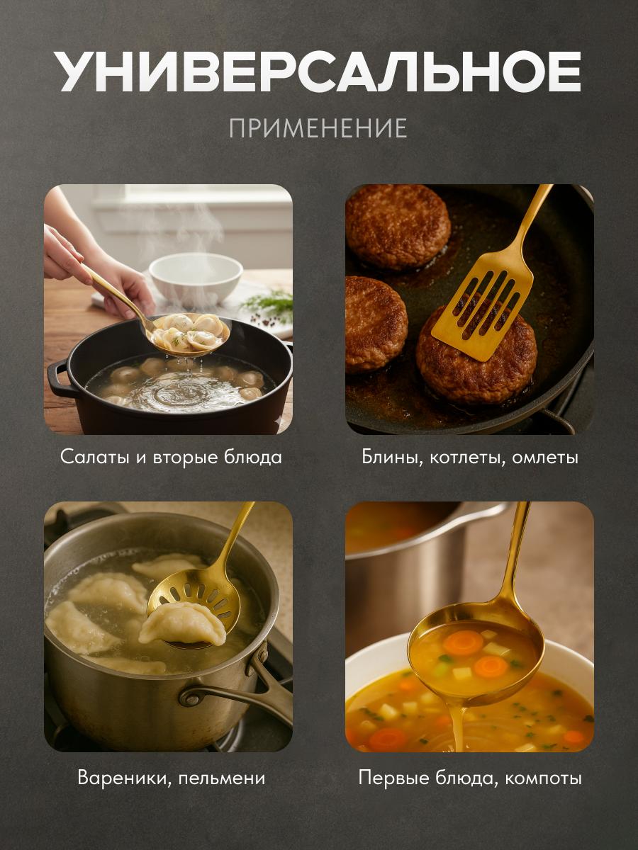 Ножи Shiny Kitchen на магнитной подставке с золотым оттенком на фоне кухонного фартука