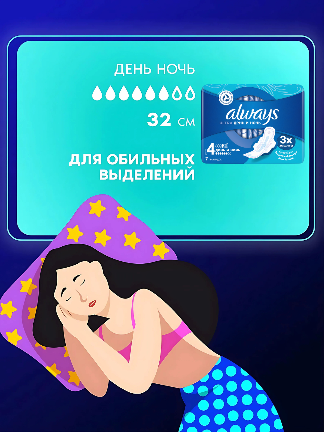 Прокладки гигиенические Always Ultra День и Ночь, размер 4, 7 шт — фото 1