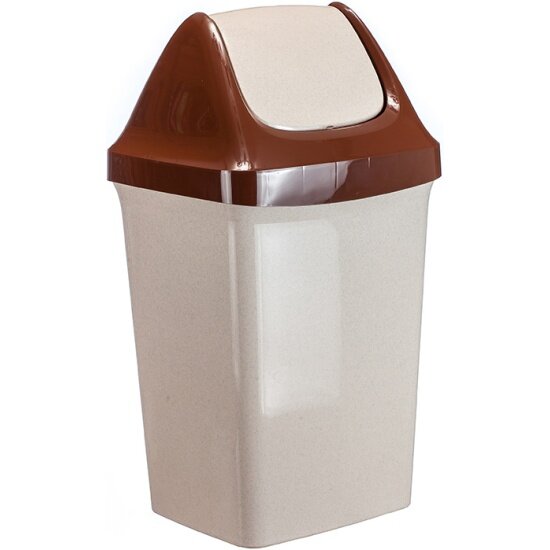 Ведро мусорное Idea 25л пластиковое подвижная крышка свинг бежевый мрамор М 2463