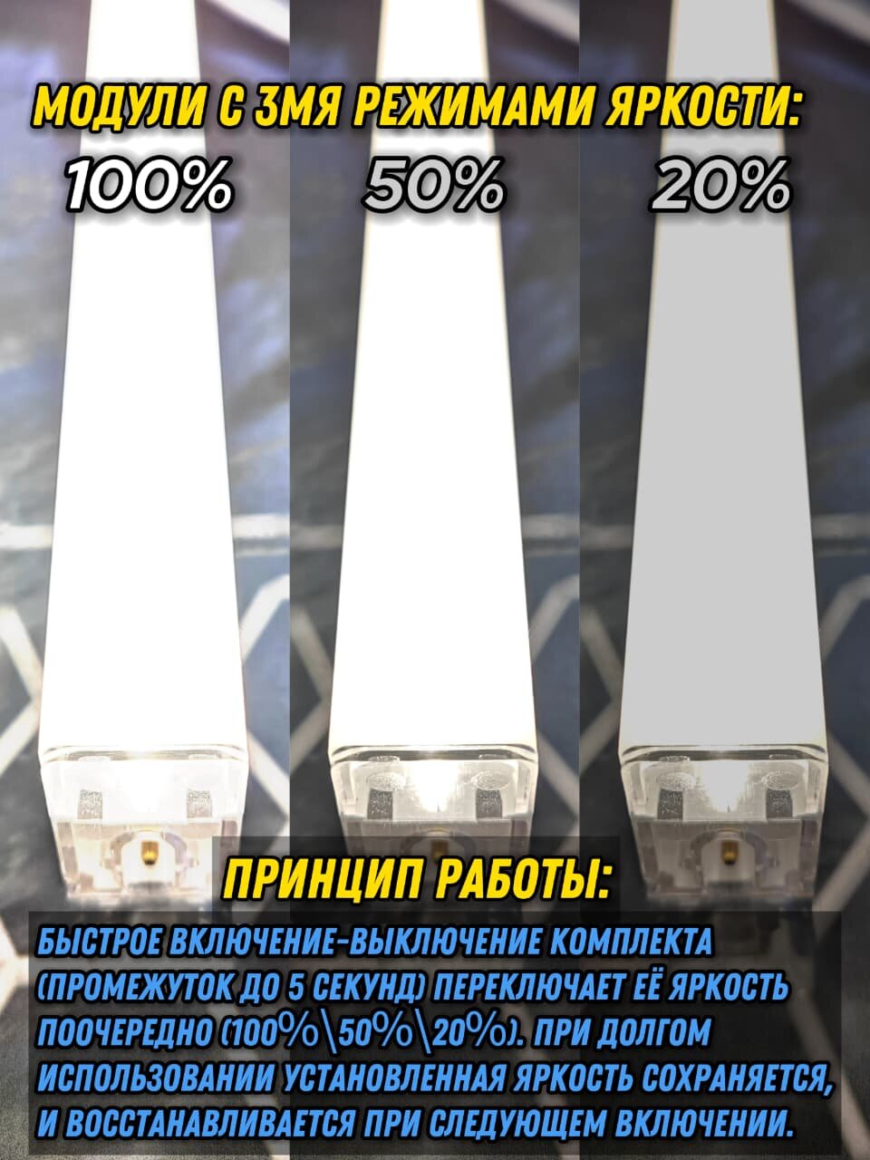 Светодиодный модуль С диммированием 44см/9W/15ШТ/6500К/белый корпус. Поставляется без проводов, коннекторов и монтажных скоб