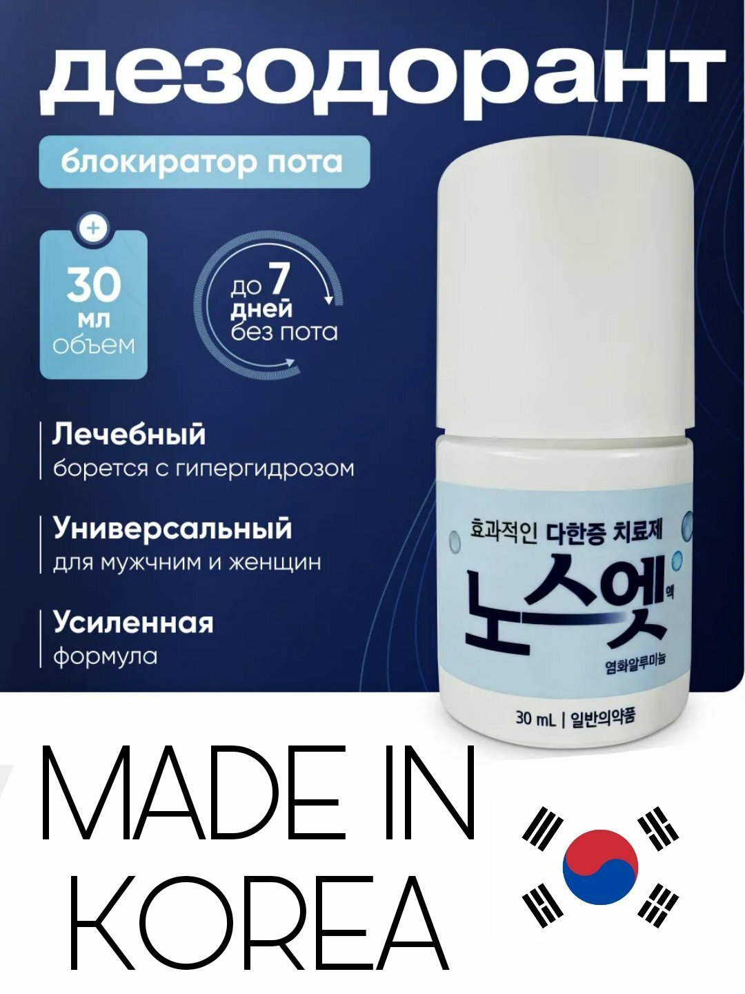 Лечебный антиперспирант, блокатор потоотделения No Sweat No Stress Sense , Дезодорант от излишней потливости