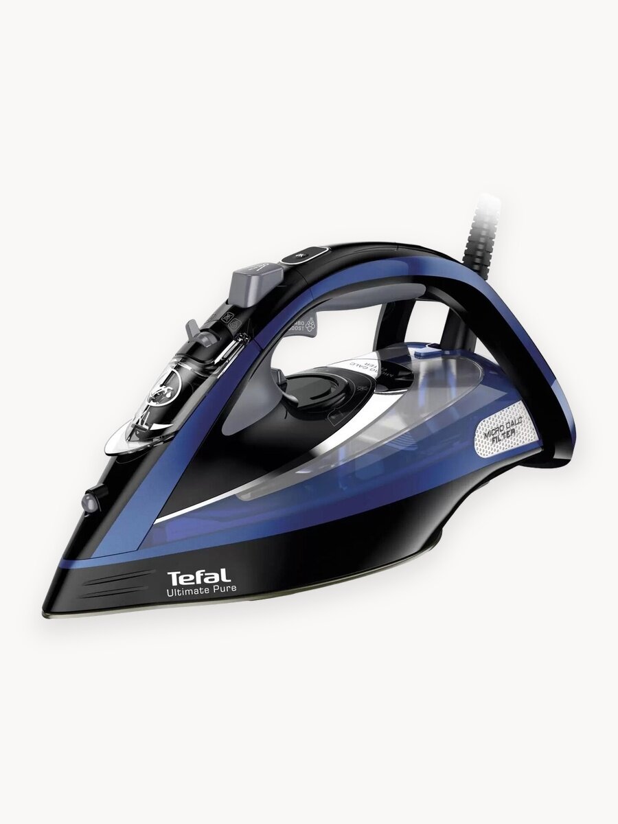 Утюг Tefal Ultimate FV9848E0, металлокерамическая подошва, шаровое крепление, синий