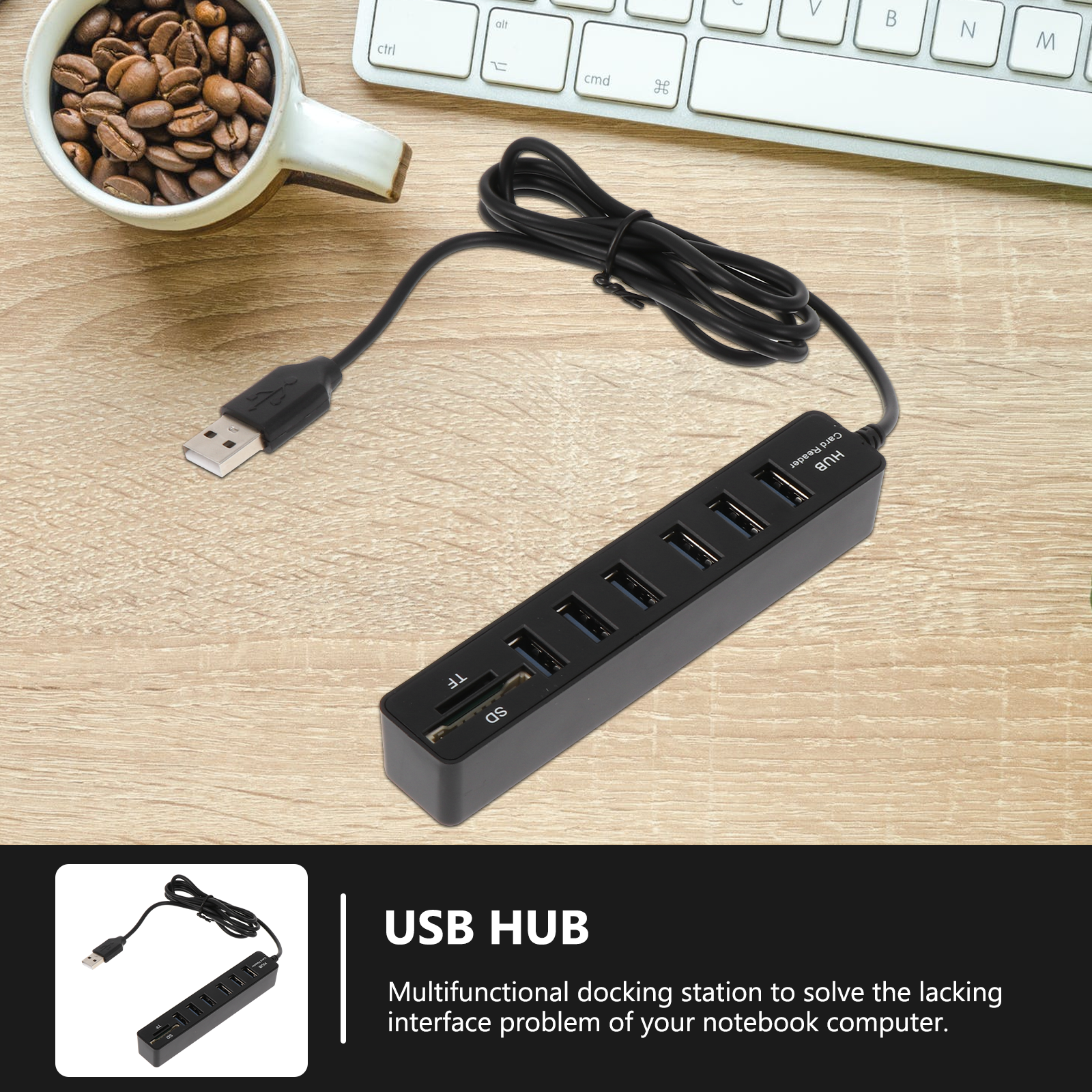 USB Хаб Для Ноутбука С Интерфейсом Расширения Адаптер Проеction Хаб Конвертер 1 Шт 2 2X112 5Cm Черный