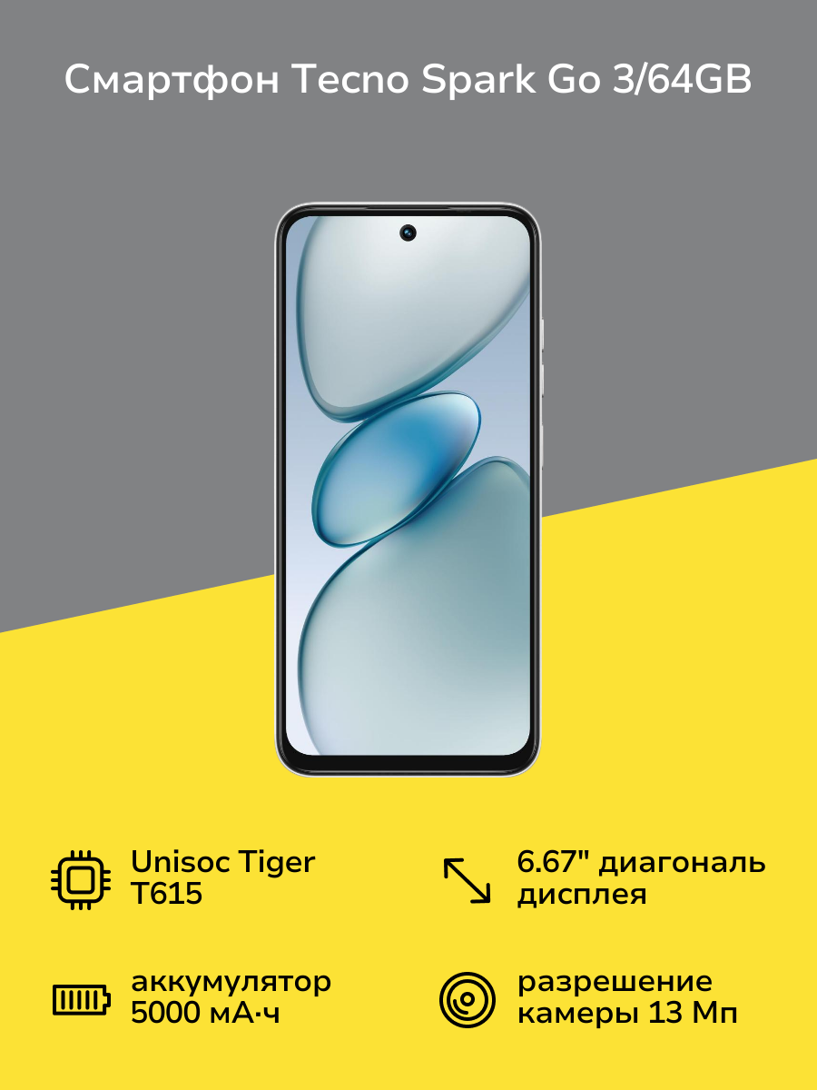 Смартфон Tecno SPARK Go 1 3/64GB Glittery White