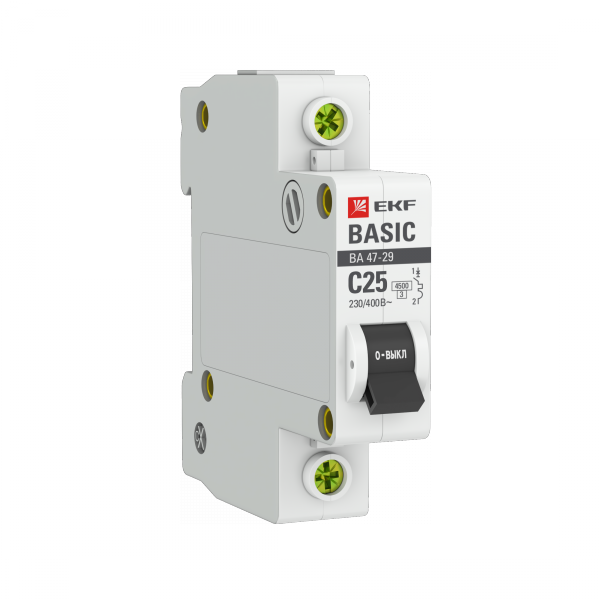 EKF Basic ВА 47-29 Автоматический выключатель (С) 1P 25А 4,5кА, mcb4729-1-25C