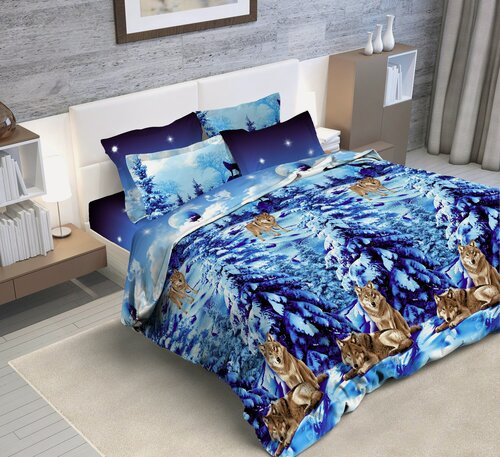 Изображение товара Комплект постельного белья Семейный Бязь Волки/ Постельное белье семейное из Бязи