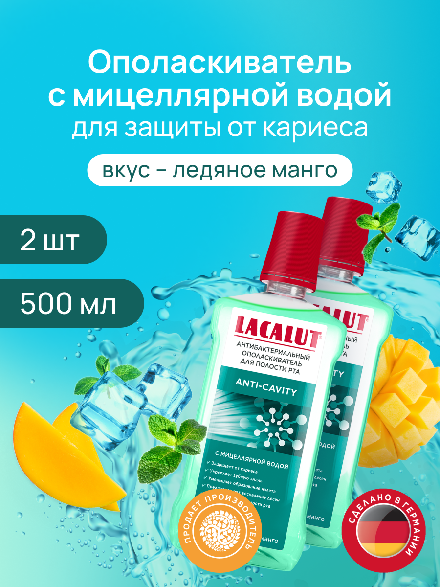 Ополаскиватель для полости рта Lacalut Anti-cavity 2 штуки по 500 мл
