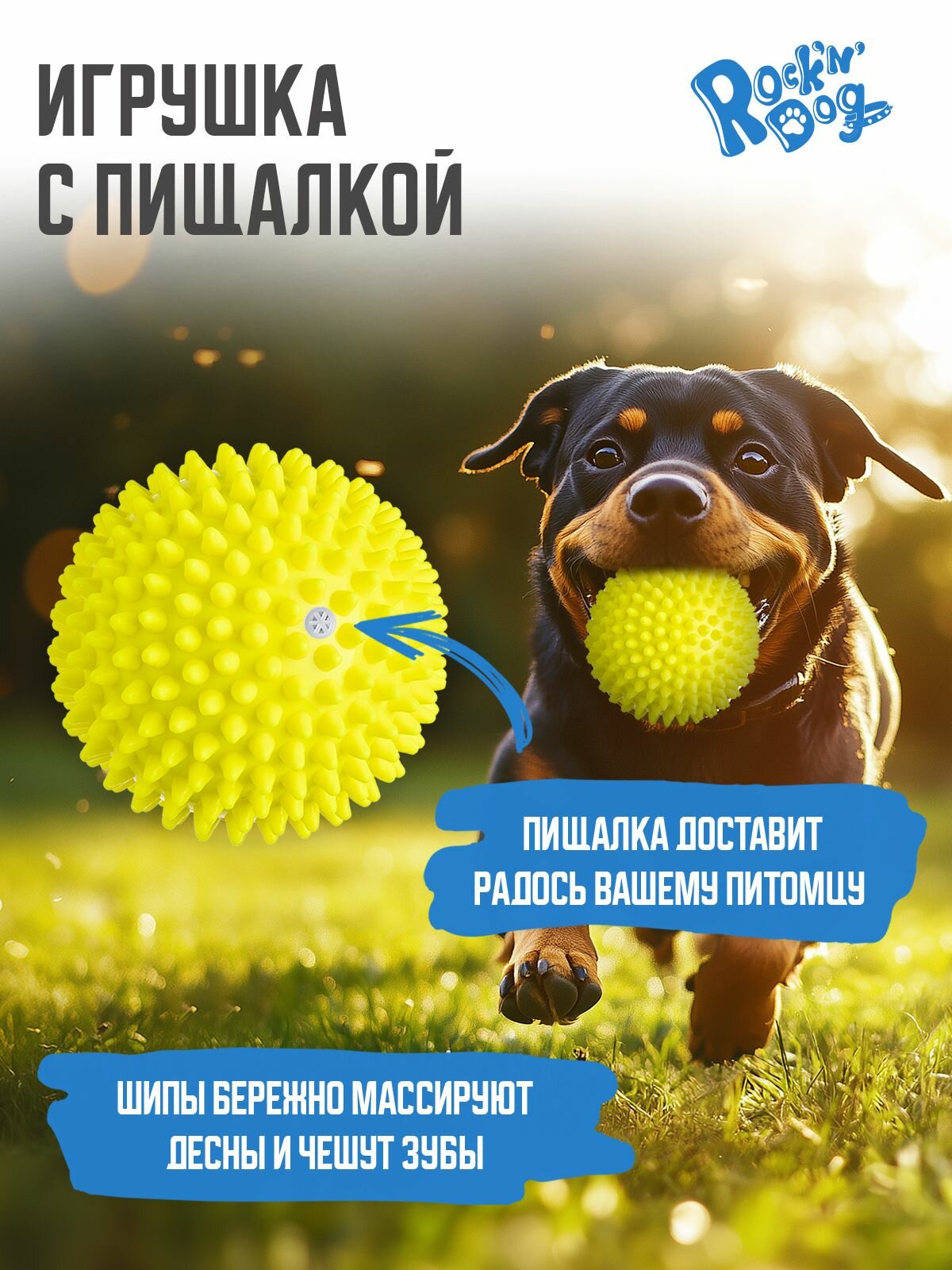 Игрушка для собак мяч для мелких и средних пород — фото 1