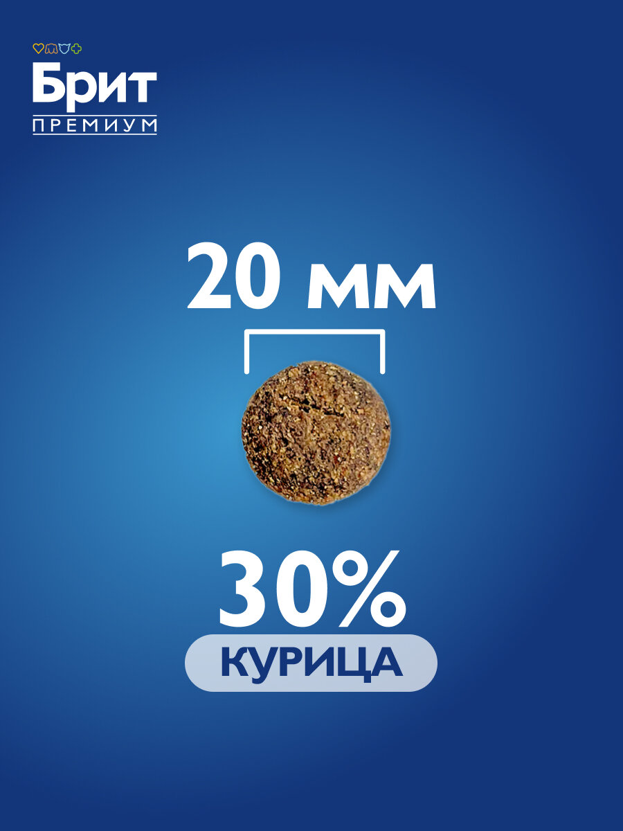 Сухой корм для взрослых собак крупных пород с курицей, 15кг BRIT PREMIUM — фото 1
