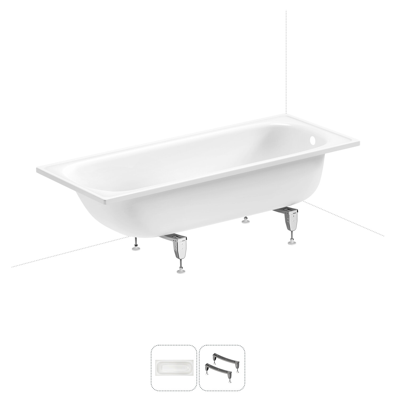 Стальная ванна Sanitana BLB Europa S30001312000000N (B70E12001N): металлическая ванна 170х70 см с ножками, сталь толщиной 2,2 мм