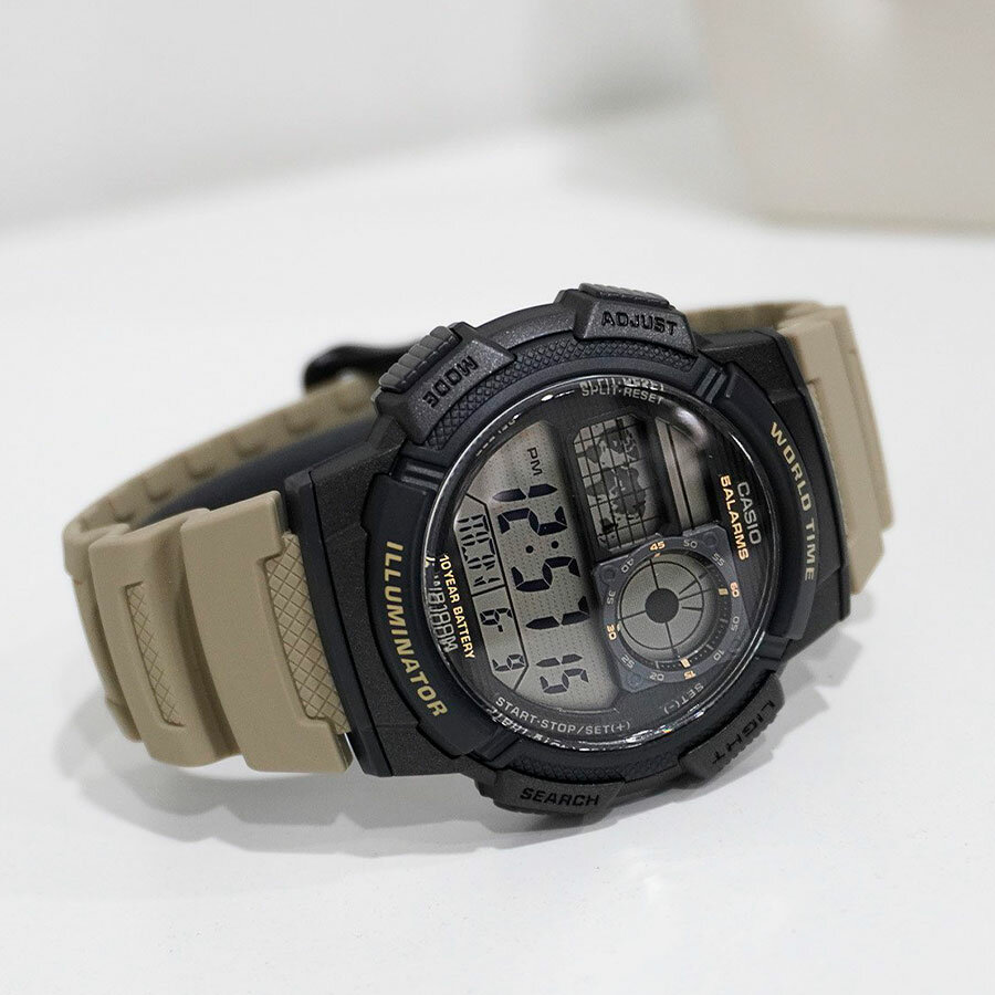 Наручные часы CASIO, серый, хаки, черный — фото 1