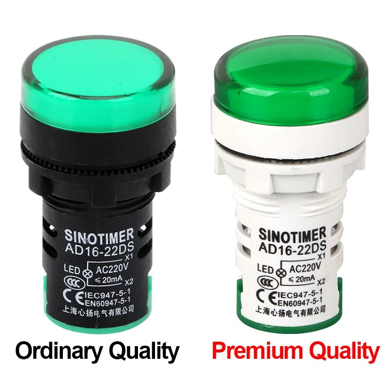 Светодиодный индикатор SINOTIMER 22 мм green 110V AC Premium Quality
