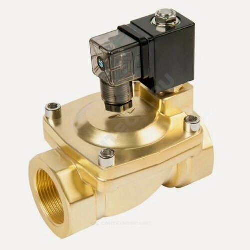 Изображение товара Клапан электромагнитный латунь НЗ BCX Ду 32 Ру16 G1 1/4" ВР с катушкой 220В 120С Unipump 11001
