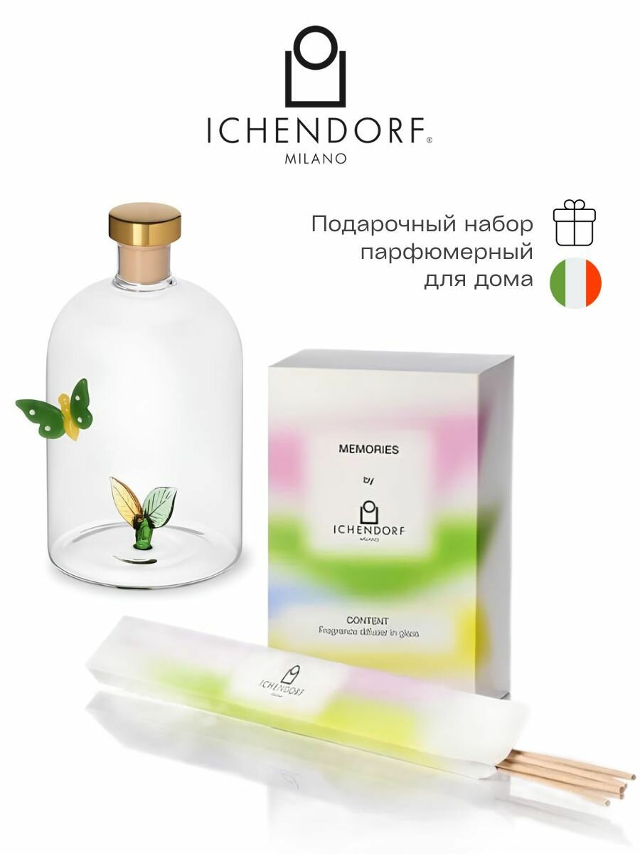 Парфюмерный набор Ichendorf (Италия), флакон с бабочкой, жидкий ароматизатор Лаванда и палочки
