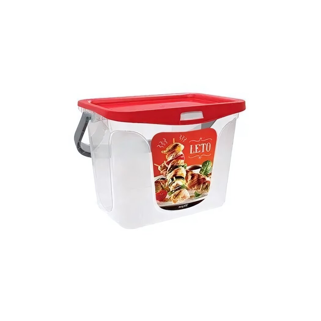Контейнер для шашлыка Leto пластиковый прозрачный 6л прямоугольный с ручкой крышка розовая