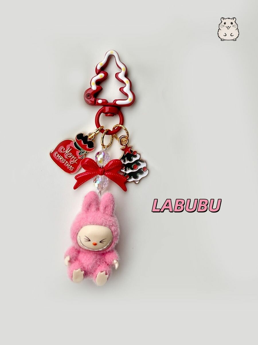 Фигурка Labubu в стиле Pop Mart флокированная сидячая мини игрушка брелок подвеска аксессуар