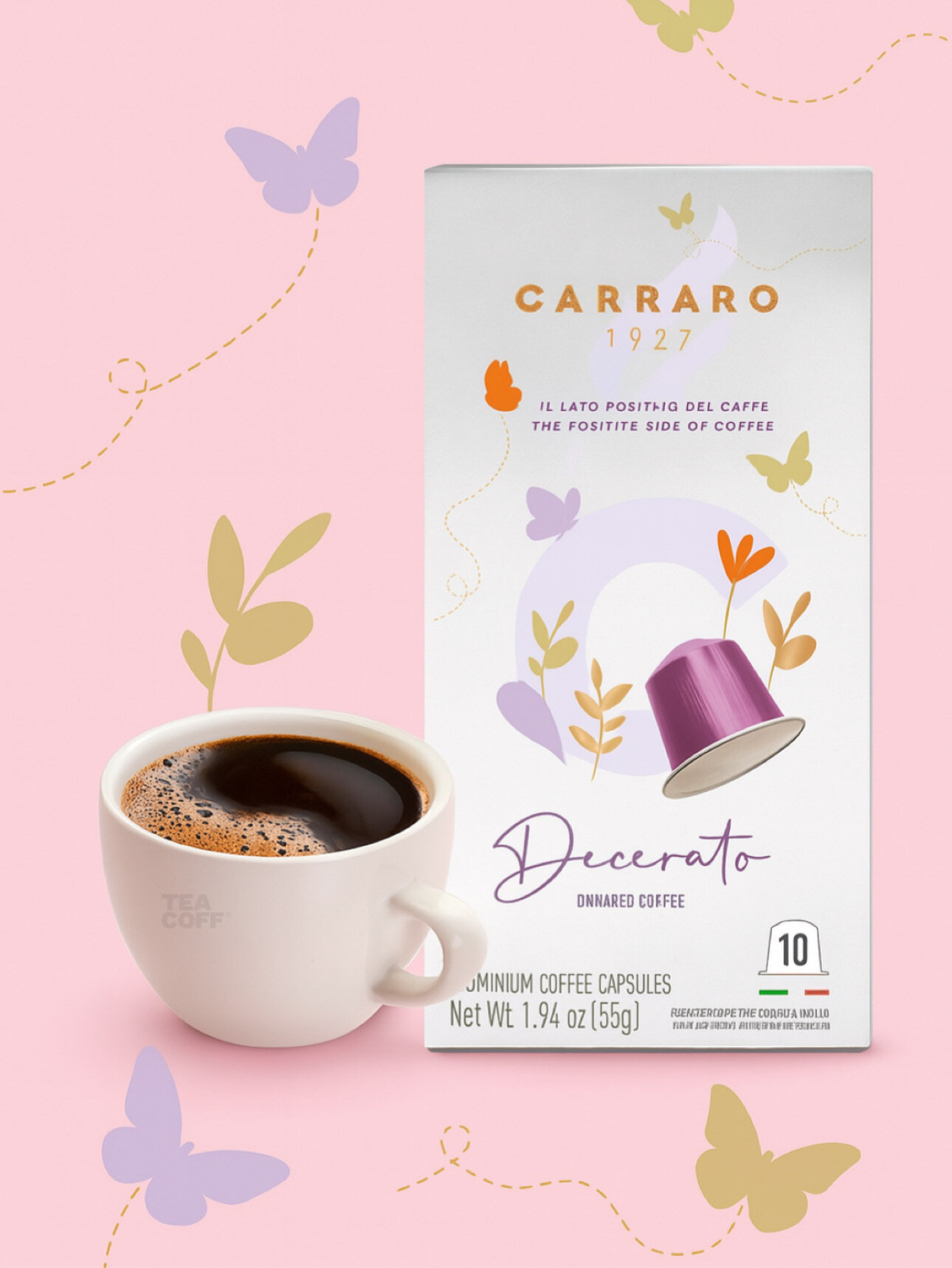 Капсулы Carraro Decerato, 10 шт, для Nespresso, депарафинированный