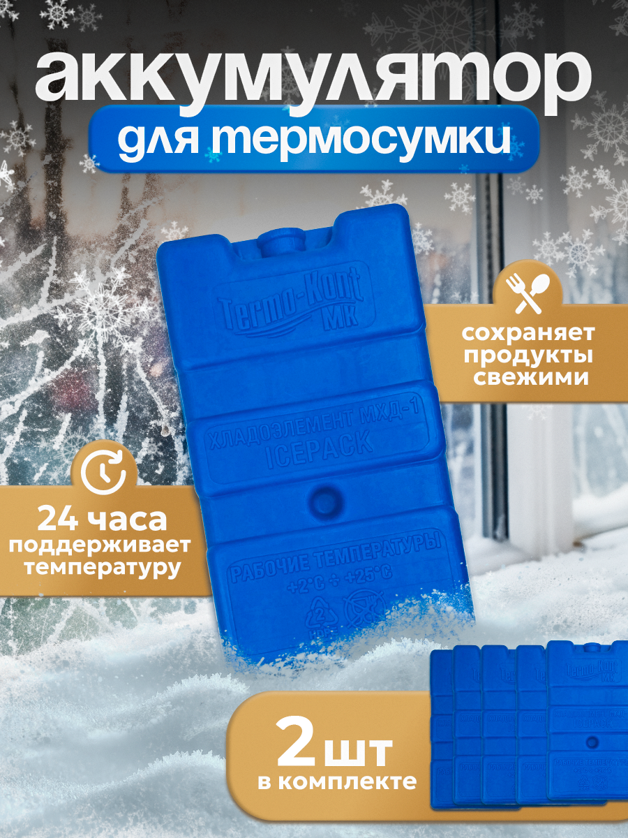 Хладоэлемент для термосумки, аккумулятор холода для сумки гелевый 2 шт.