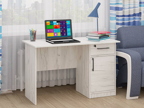 Изображение товара Письменный стол МК "Пирамида" Фронда-3, с тумбой и ящиком, цвет крафт светлый, 75х120х60 см