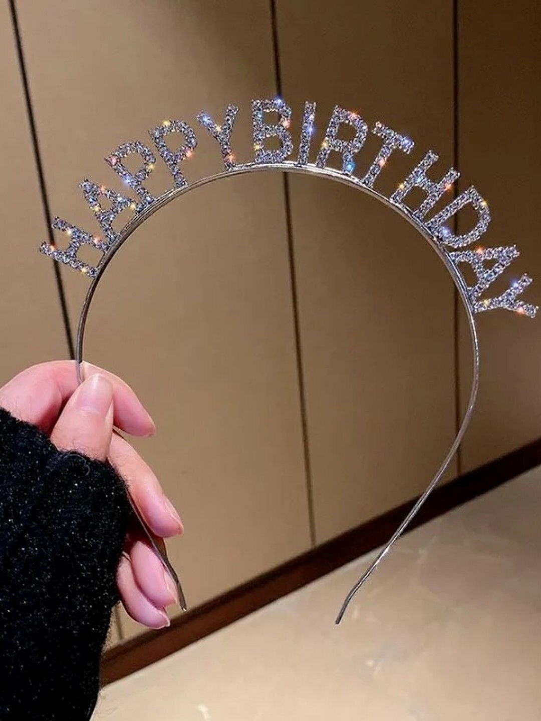 Ободок для волос Happy Birthday, бриллиант, с декором жемчуг, длина 14 см